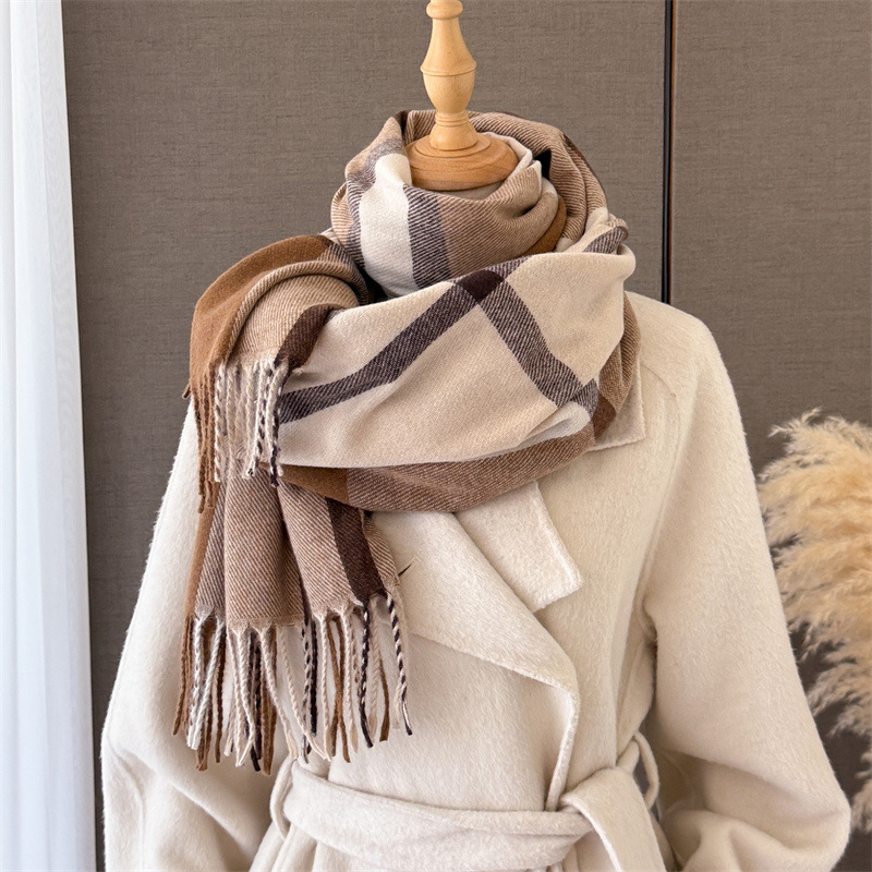 Pashmina Wrap Large - Kadın İskoç Ekose İmitasyon Kaşmir Şal