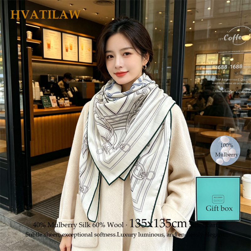 Face Scarf Mask - %40 ipek %60 yün eşarp 135x135cm