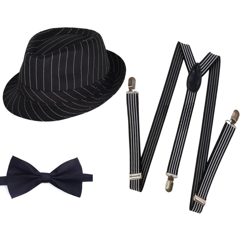 Bow Tie Pre Tied - 1920'ler Erkek Kostümü Fötr Şapka Gatsby