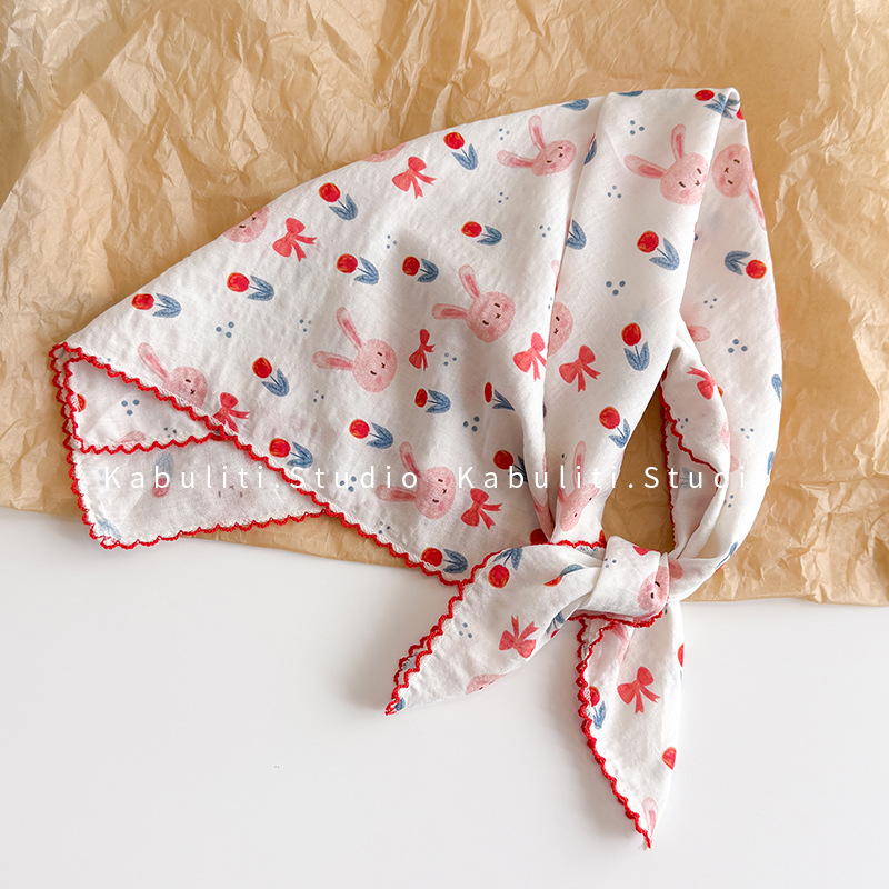 Face Scarf Mask - Pamuklu Keten Kare Eşarp 58 Cm
