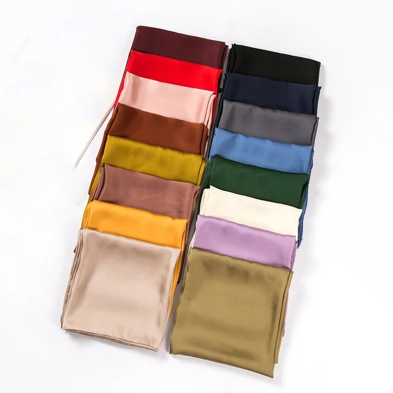 Silk Neck Scarf - Saten Eşarp Kadın 70cm Düz Renk