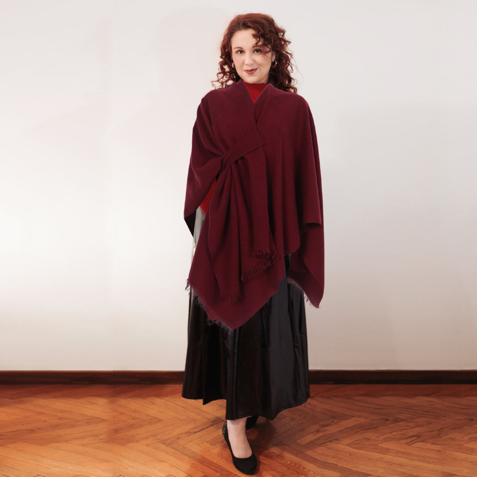 Stole Wedding Shawl - Düz Renk Püsküllü Eşarp Büyük Kışlık