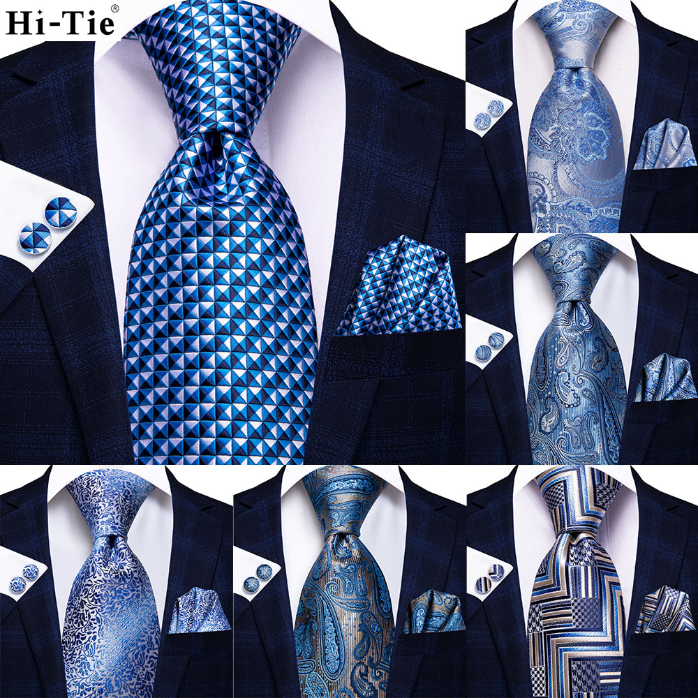 Silk Tie Striped - Hi-kravat moda tasarımcısı açık mavi ekose