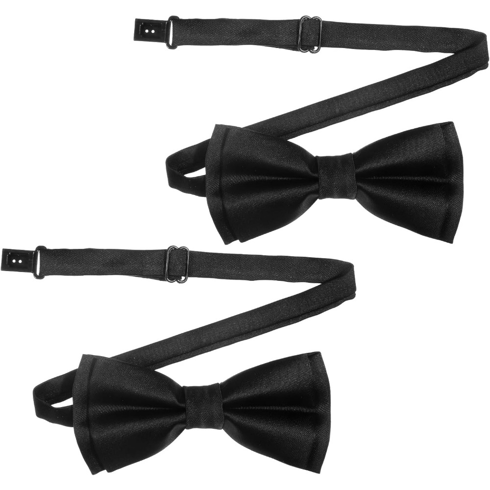 Bow Tie Pre Tied - Erkek Papyonları, 2'li Paket Düz Renk