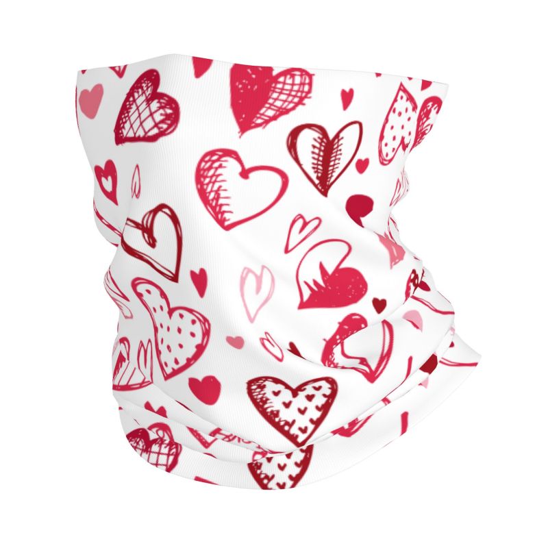 Neck Warmer Tube - Pembe Kırmızı Aşk Kalpleri Bandana Boyun