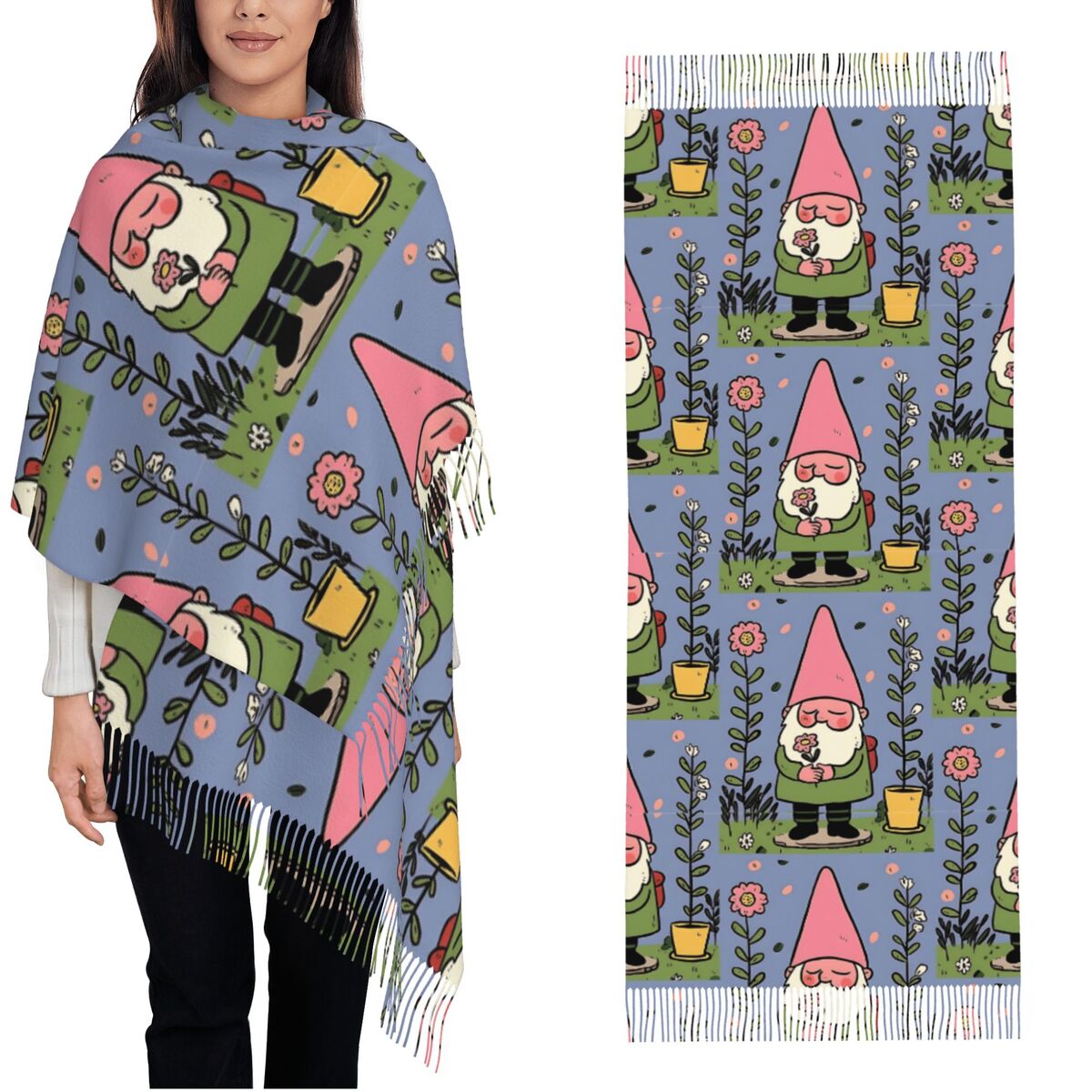 Pashmina Wrap Large - Efsanevi Bahçe Cücesi Şalları Kadınlar İçin
