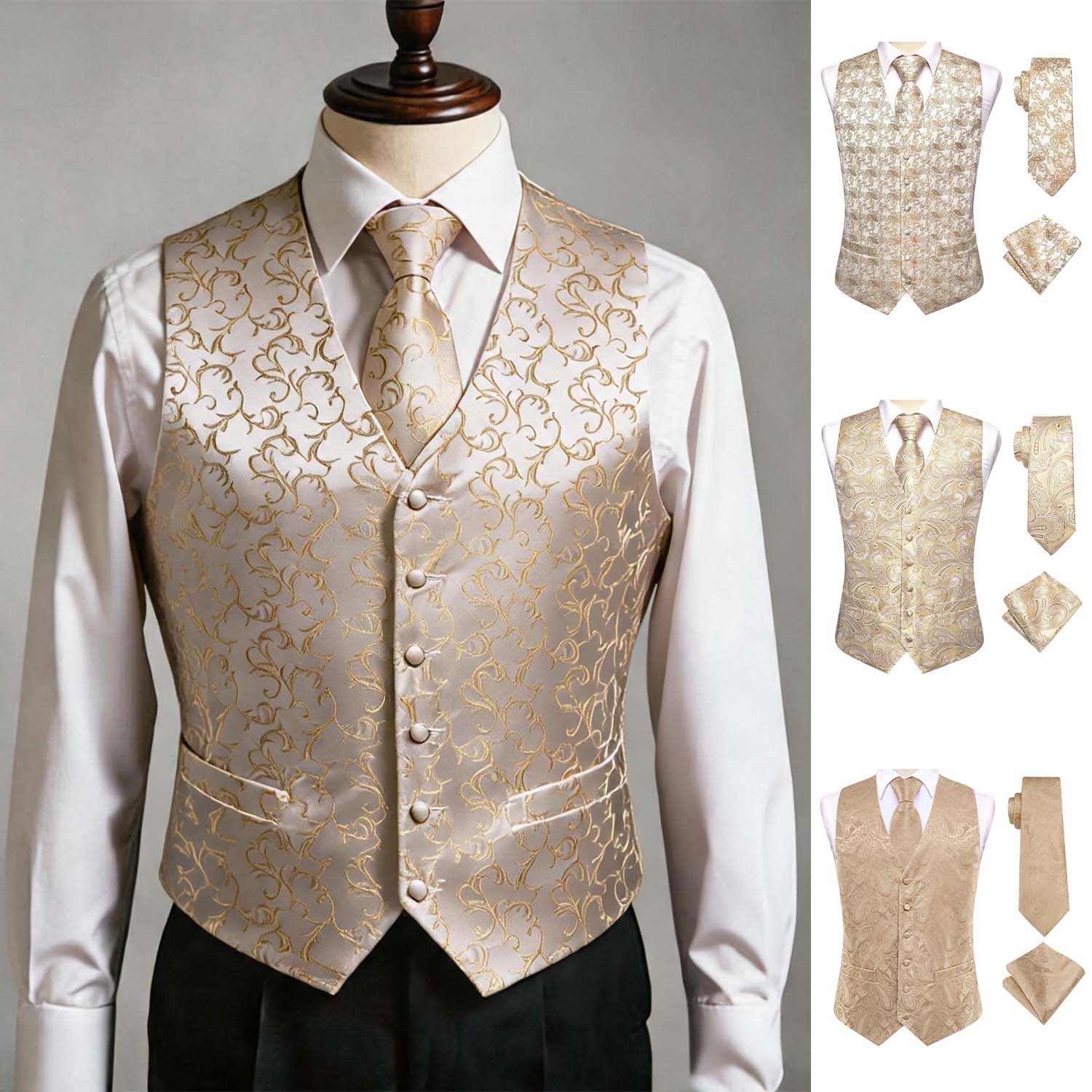 Pocket Square Set - Kayısı Rengi Erkek Yelek Üç Parçalı