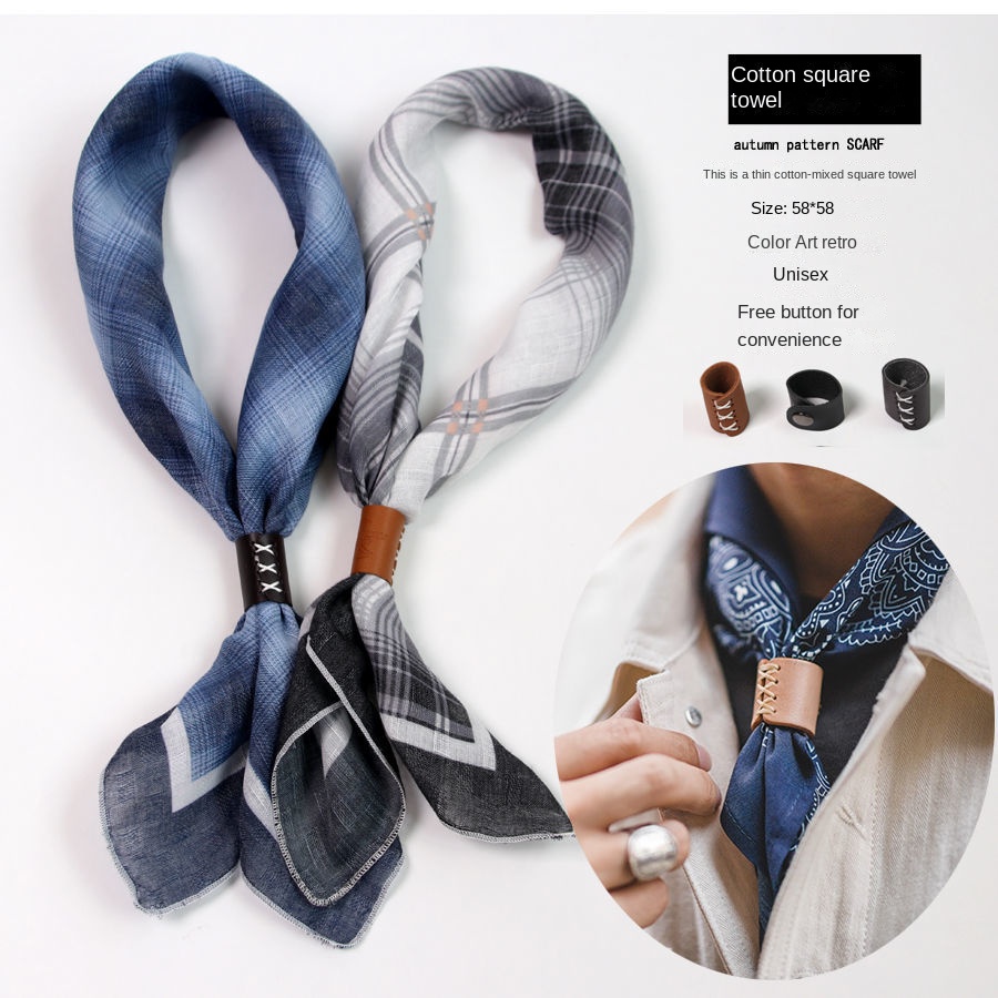 Scarf Silk Square - Düğmeleri ile erkek kare eşarp pamuk
