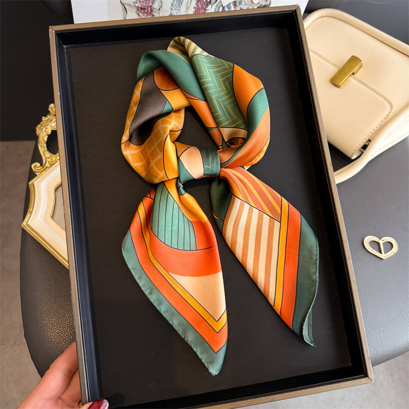 Face Scarf Mask - 2026 yeni geometri baskı ipek kare