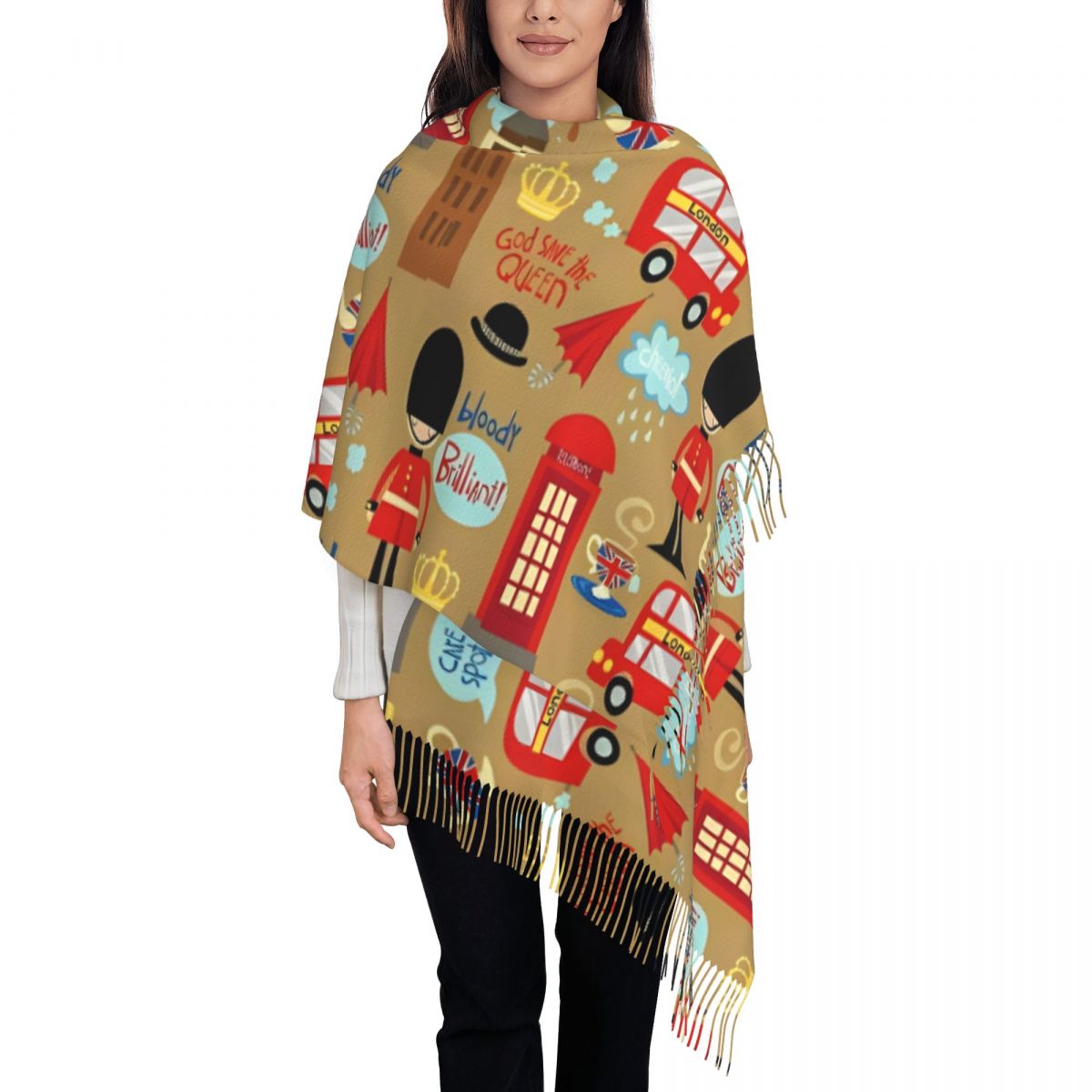 Pashmina Wrap Large - Kadınlar için Büyülü Londra Atkısı, Kışlık