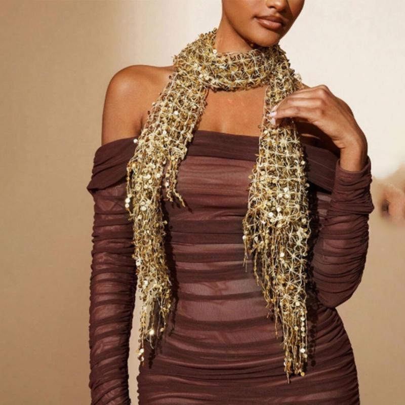 Stole Wedding Shawl - Y3NE Süslenmiş Payetler Düğün Şal Dantel