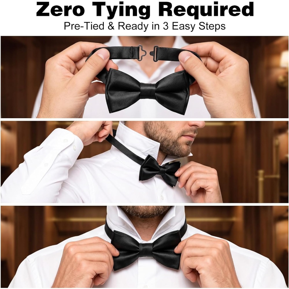 2 Parçalı Siyah Papyonlar, Erk - Bow Tie Pre Tied incelemesi ve fiyatı