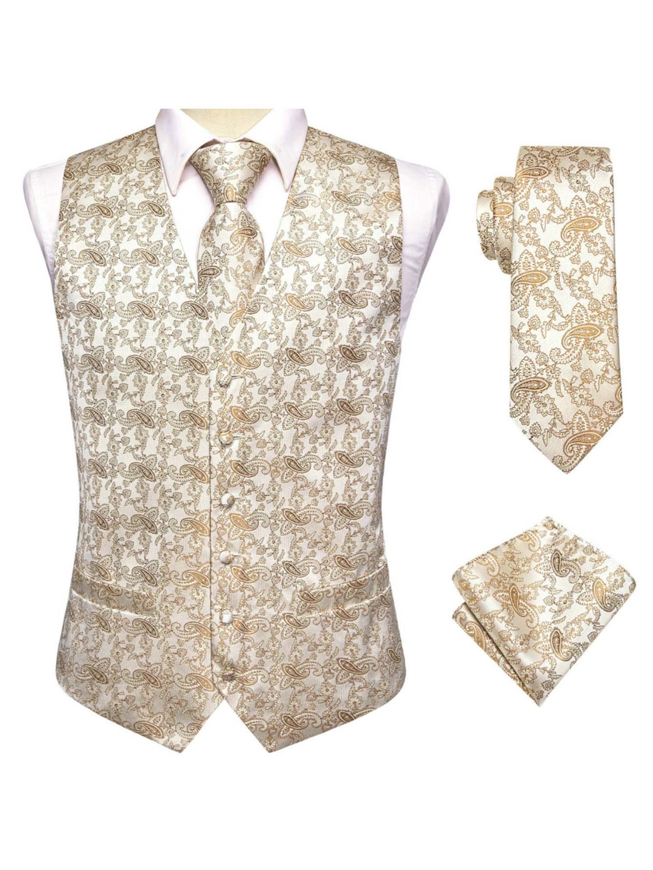 Kayısı Rengi Erkek Yelek Üç Pa - Pocket Square Set incelemesi ve fiyatı